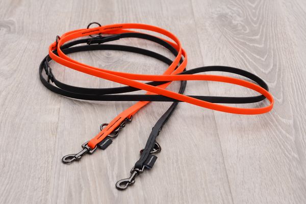 Treusinn Biothane Hundeleine Small in Schwarz und Neonorange